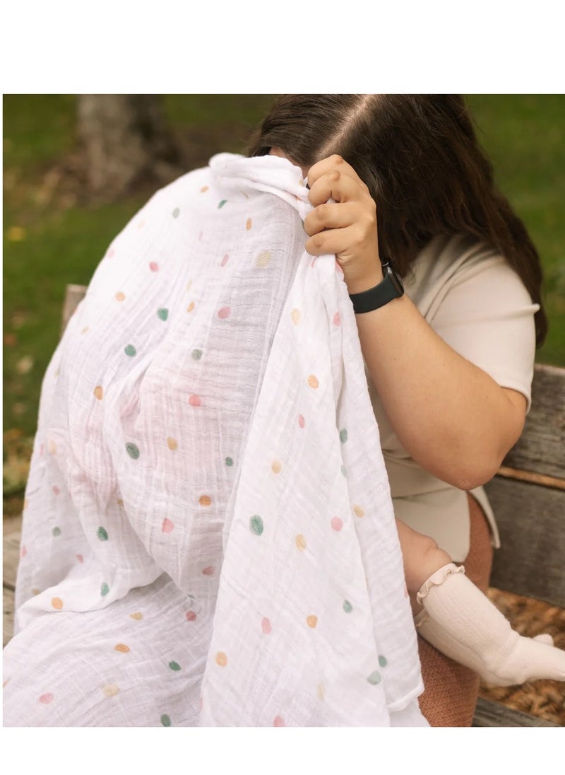 little unicorn - Cotton Muslin Swaddle Single Party Dots - Image 1