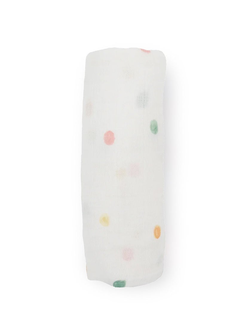 little unicorn - Cotton Muslin Swaddle Single Party Dots - Image 1