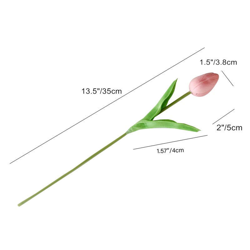Mandy's Artificial Tulips 20 Stems Dusty Pink PU Faux Flowers for Valentine's Day and Easter Decorations Wedding Home Decor 13.5 Inch - Image 2