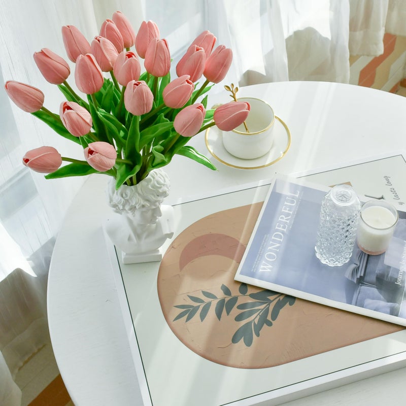 Mandy's Artificial Tulips 20 Stems Dusty Pink PU Faux Flowers for Valentine's Day and Easter Decorations Wedding Home Decor 13.5 Inch - Image 5