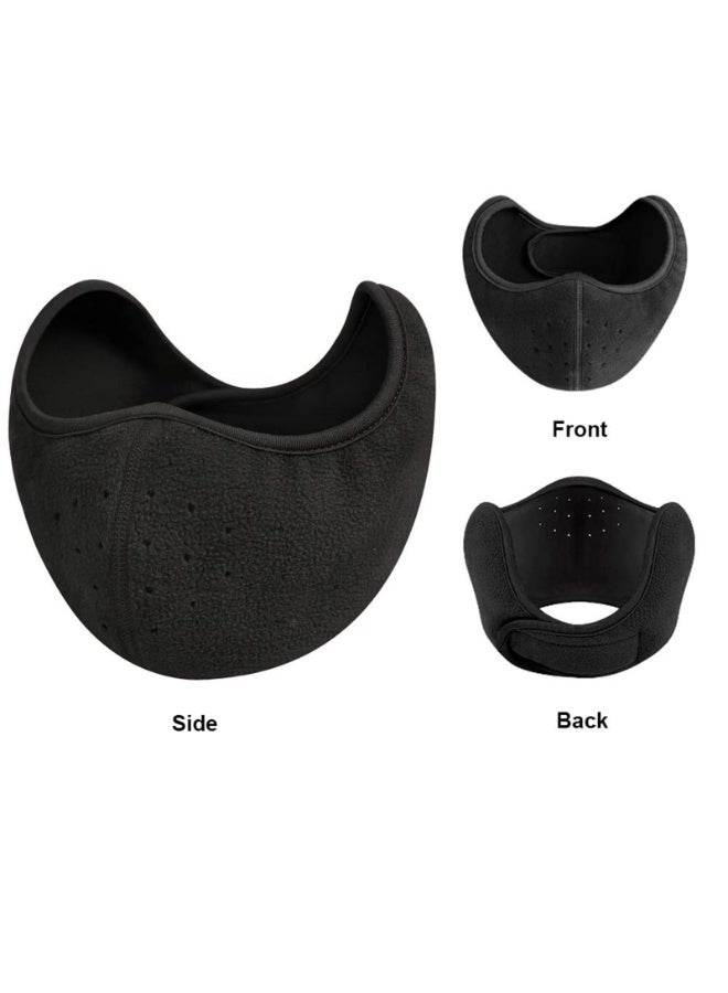 Winter Face Mask Polar Fleece Windproof Thermal Cover, Black, One Size - Image 2