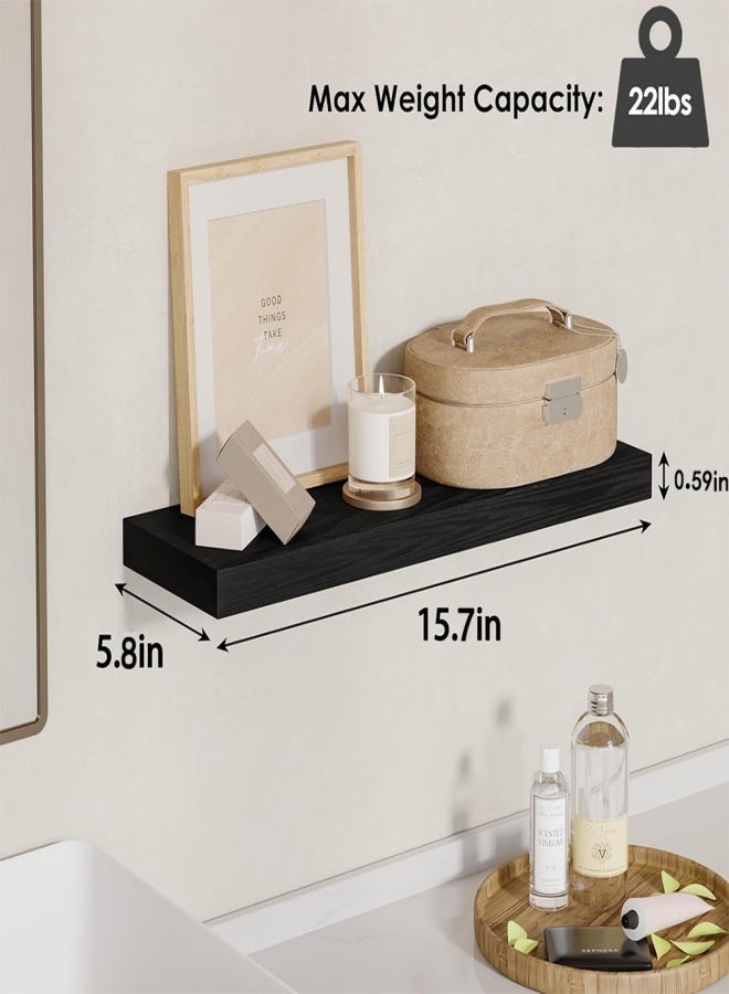 VarietyVoyageD 4 Pcs Set of Floating Shelves for Wall Decor Wall Shelves for Bedroom Storage Large Deep Wall Mounted Shelves for Bathroom Towels Laundry Living Room Kitchen Closet  - Image 3