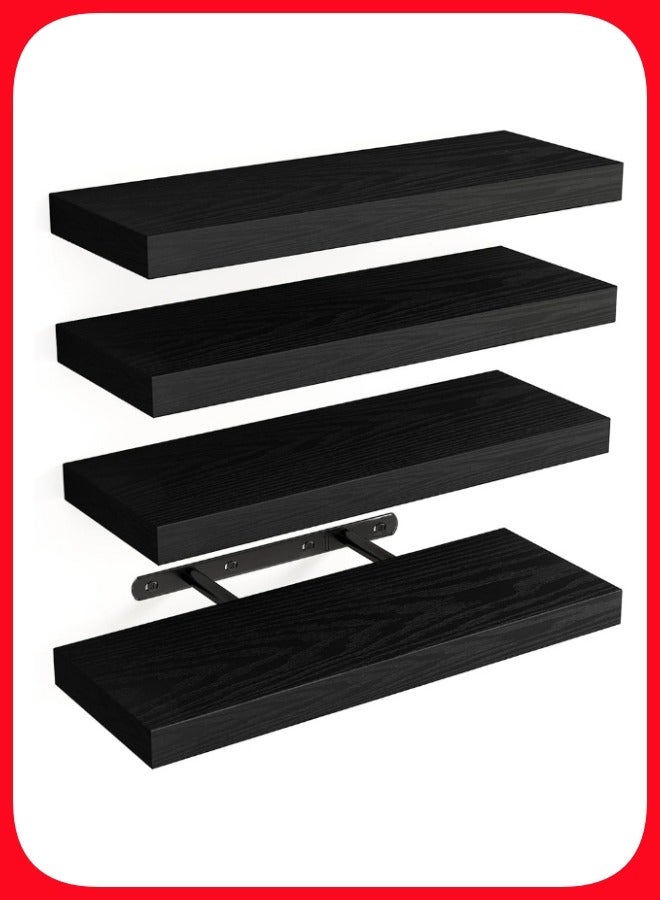 VarietyVoyageD 4 Pcs Set of Floating Shelves for Wall Decor Wall Shelves for Bedroom Storage Large Deep Wall Mounted Shelves for Bathroom Towels Laundry Living Room Kitchen Closet  - Image 1