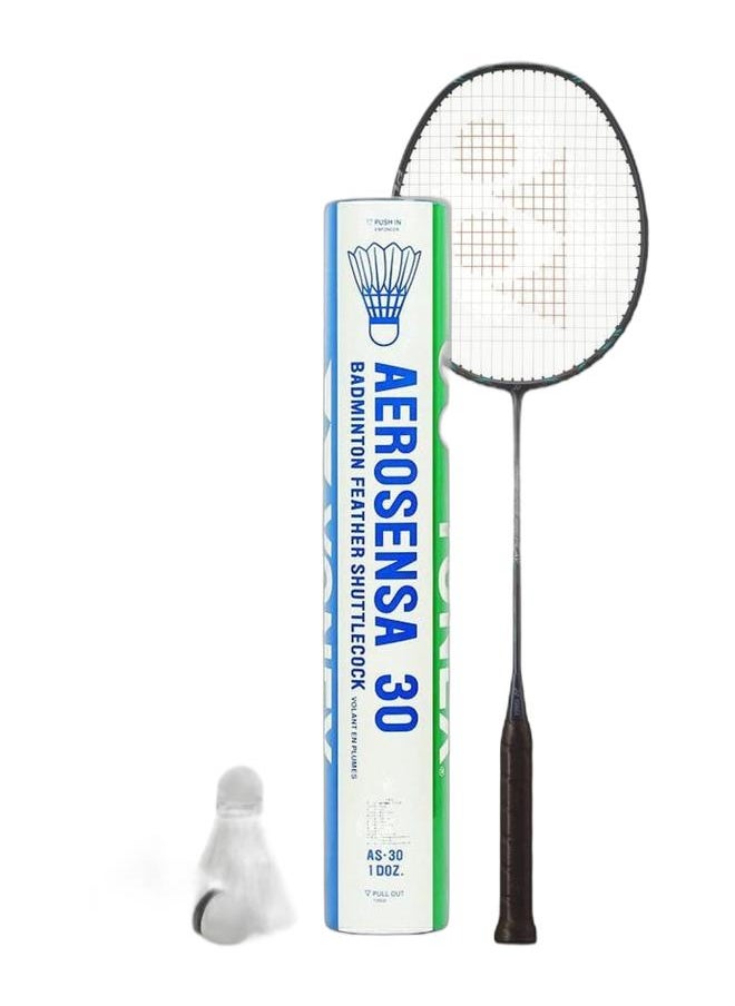 Yonex Nanoflare 800 Play Deep Green- 4U5 + Aerosensa 30 Feather Shuttle Cock, Number 3 Pack  - Image 1