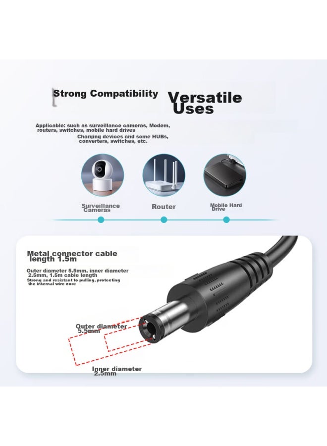 Mryc 12v1a Power Adapter Compatible With Set-top Box, Fiber Optic Modem, Router, Monitor, Surveillance Camera, Hard Drive Enclosure Converter Dc Round Hole Charging Cable 5.5*2.5/2.1 - Image 3