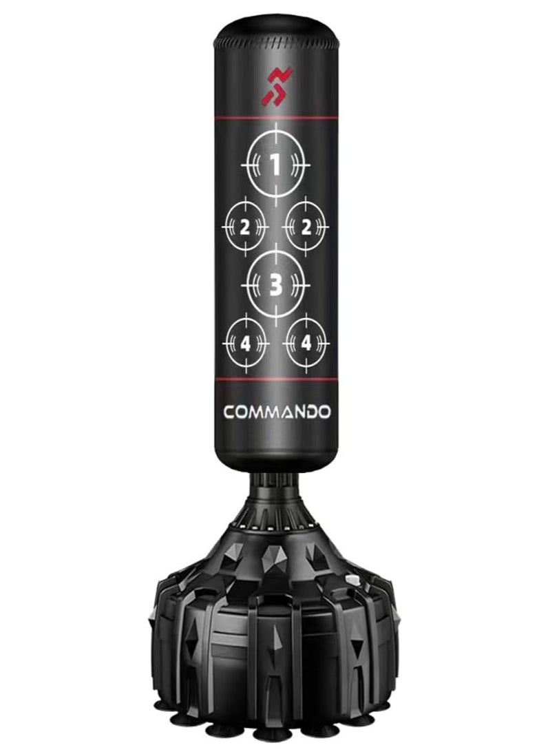 COMMANDO Black Punching Bag with Water/Sand Fillable Base for Maximum Stability  - Image 1