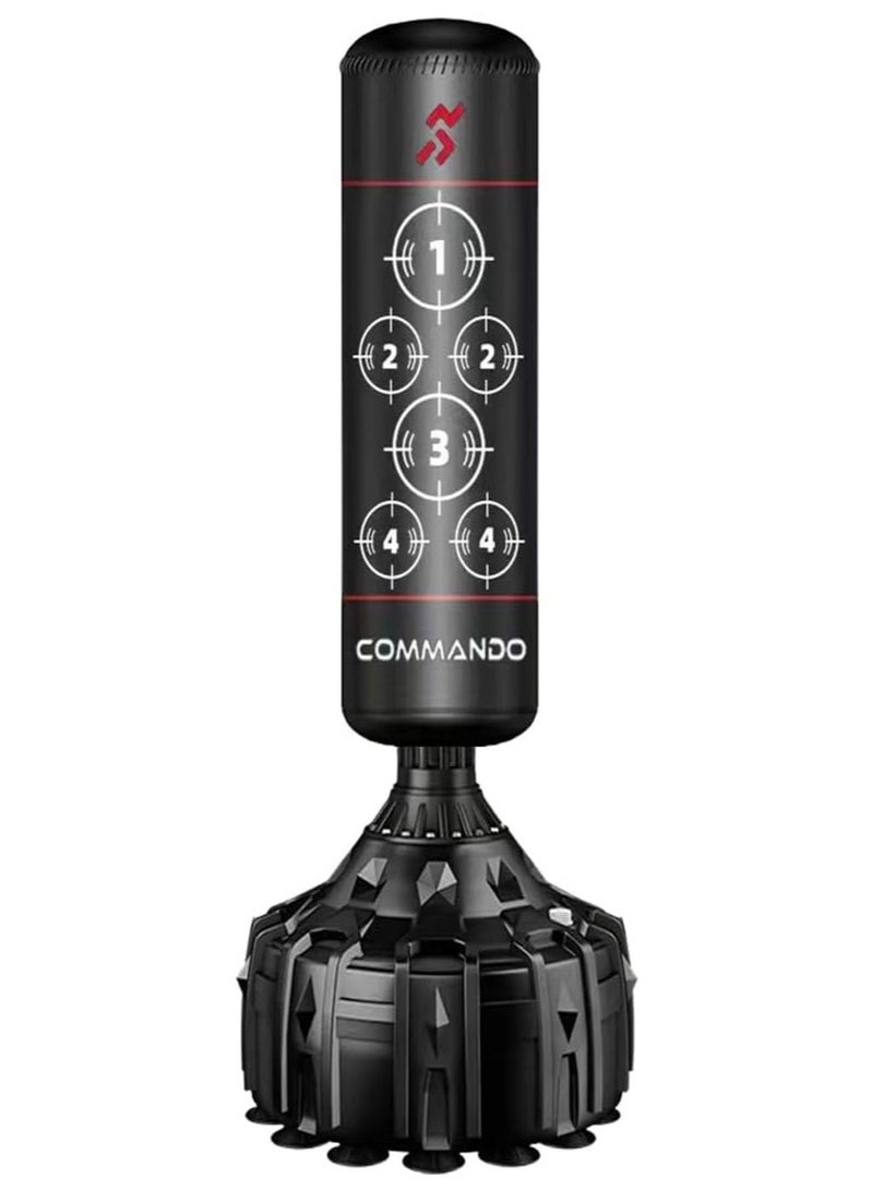 COMMANDO Black Punching Bag with Water/Sand Fillable Base for Maximum Stability - Image 1