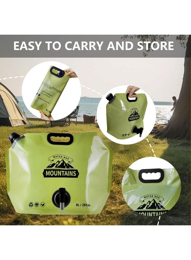 HOMESTAR Collapsible 8L Water Storage Bag, BPA-Free Portable Folding Water Jug with Adjustable Faucet, Leakproof Emergency Water Bag for Camping, Hiking, Riding, Outdoor Sport (GREEN, 4) - Image 5