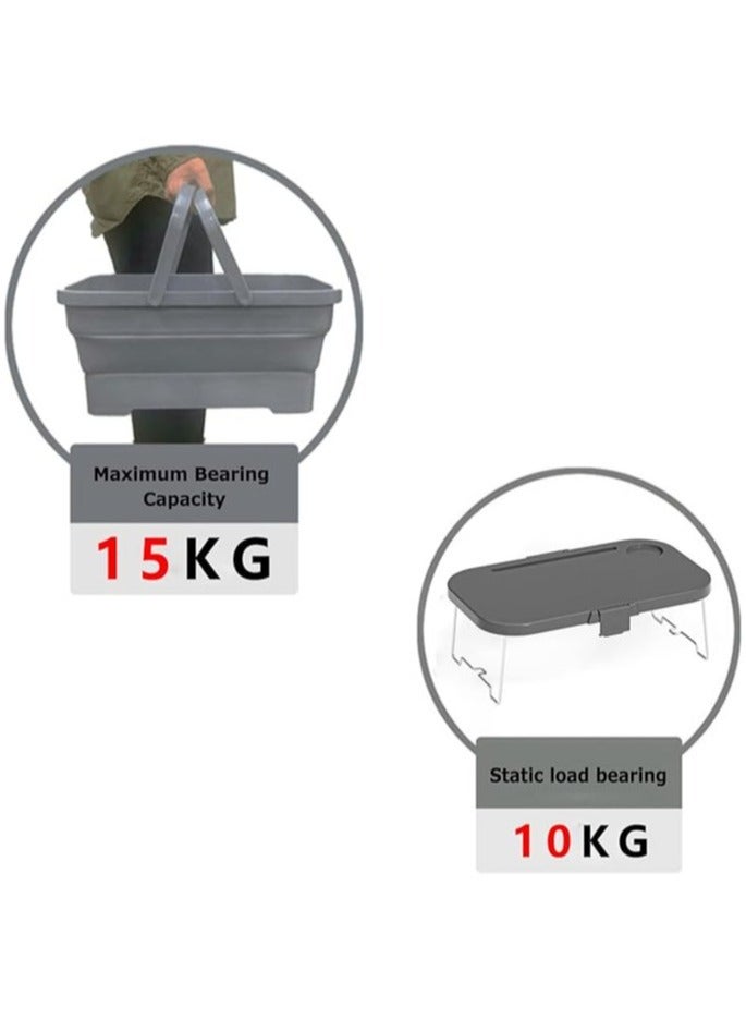Generic 1pc Picnic Basket Outdoor Waterproof Basket Outdoor Camping Folding Box Picnic Storage Basket Set Folding Bucket (Army Green)  - Image 4
