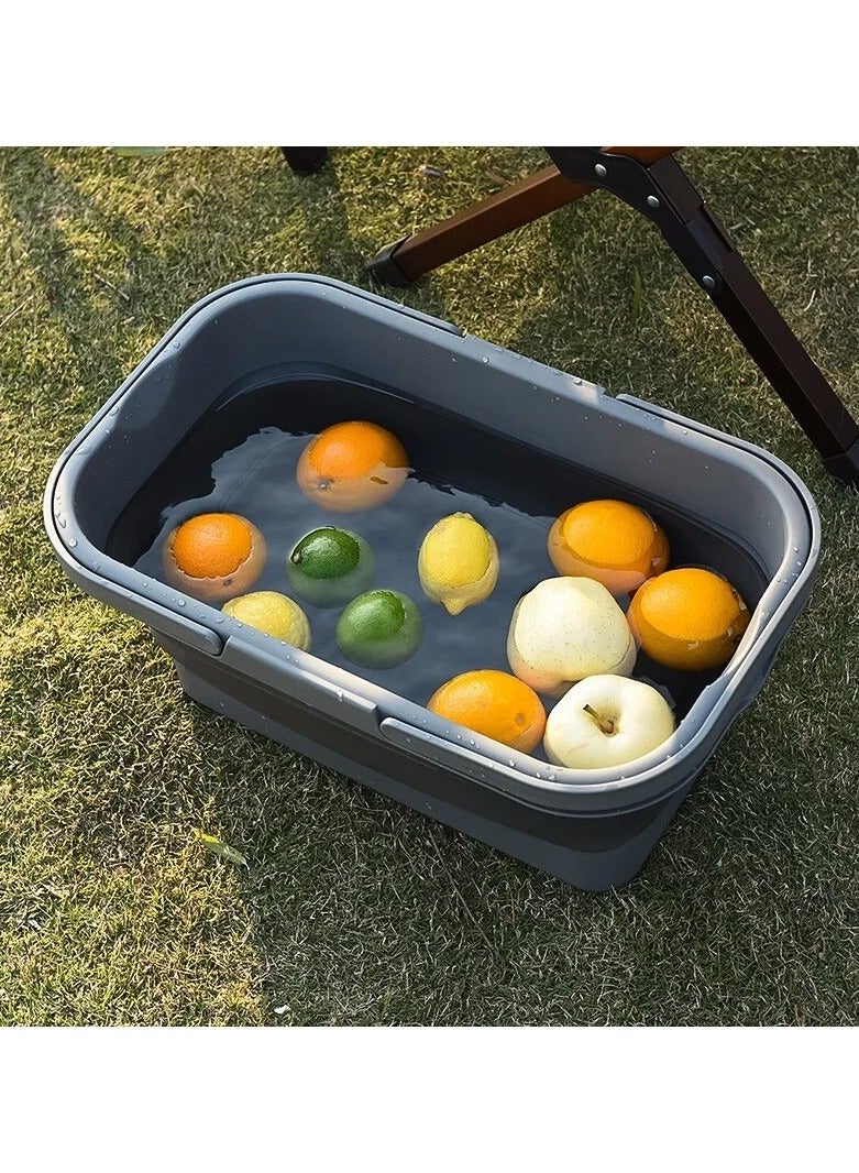 Generic 1pc Picnic Basket Outdoor Waterproof Basket Outdoor Camping Folding Box Picnic Storage Basket Set Folding Bucket (Army Green)  - Image 2