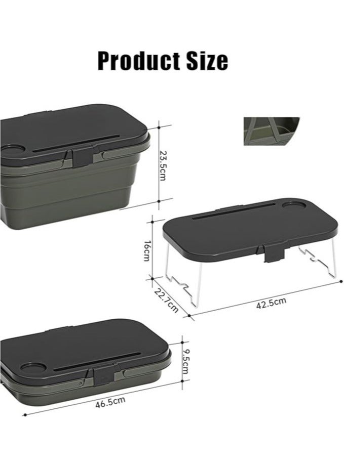 Generic 1pc Picnic Basket Outdoor Waterproof Basket Outdoor Camping Folding Box Picnic Storage Basket Set Folding Bucket (Army Green)  - Image 5