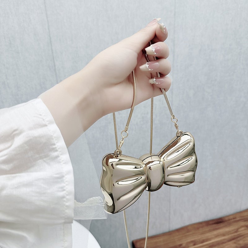 Autumn 2024 New Acrylic Hand Shoulder Crossbody Mini Bag Bow Flower Love Fashion Womens Bag Bow gold