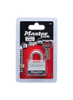 Master Lock Single Locking Lever Laminated Steel Warded Padlock with Key Silver and Black 9 x 3 x 15 cm 22EURD 