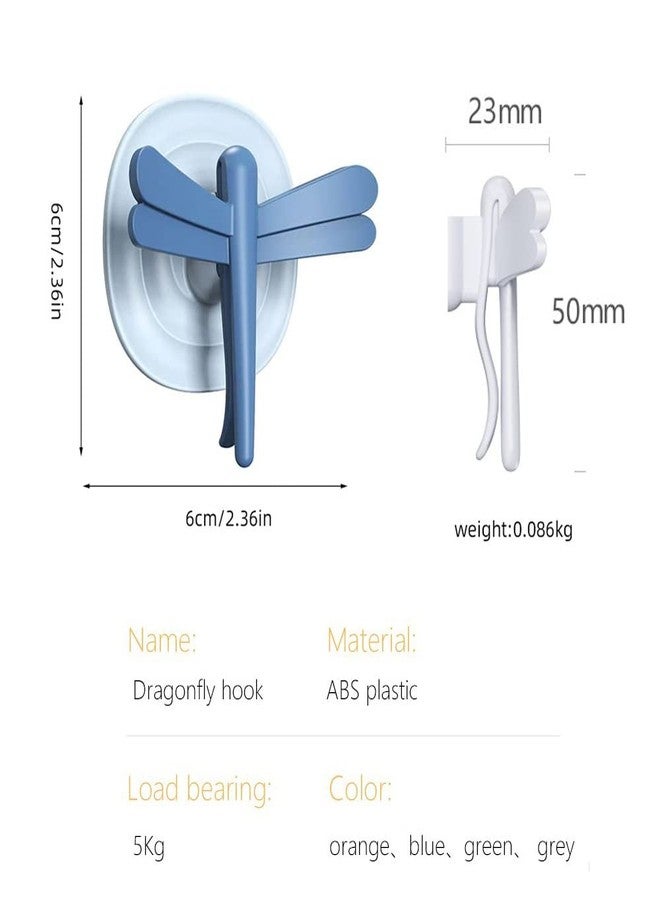 SpiderJuice 4Pc Multi-Functional Self Adhesive Dragonfly Hooks for Wall Without Drilling Plastic Bag Clip Sealer Bathroom Kitchen Towel Hanger Stickers Decorative Fridge Magnets Drawer Pull Handels - Image 3