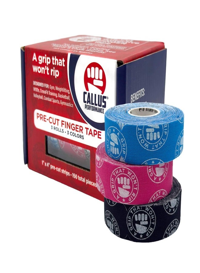 Callus Performance Pre-Cut Finger Tape (1x4") – Slim Hook Grip Tape for Weightlifting, Gymnastics & Rock Climbing – Flexible, Sweat-Proof & No-Residue Adhesive – 3-Pack, 150 Strips Total - Image 1