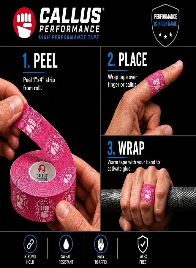 Callus Performance Pre-Cut Finger Tape (1x4") – Slim Hook Grip Tape for Weightlifting, Gymnastics & Rock Climbing – Flexible, Sweat-Proof & No-Residue Adhesive – 3-Pack, 150 Strips Total - Image 4