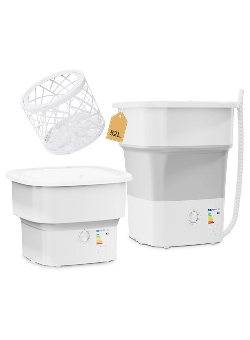 52L Foldable Washer, Mini Washing and Dryer, Portable washing machine for Clothes, Underwear or Socks (Gery-52L) - Image 1