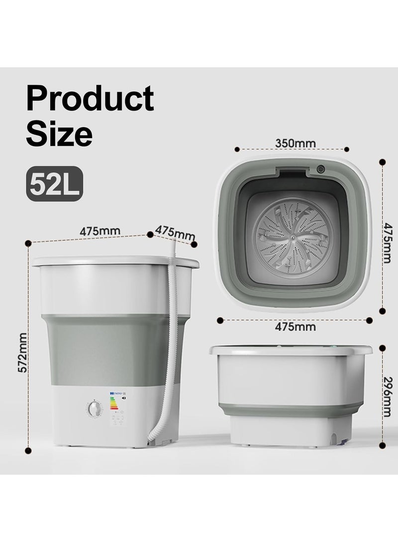 52L Foldable Washer, Mini Washing and Dryer, Portable washing machine for Clothes, Underwear or Socks (Gery-52L) - Image 2