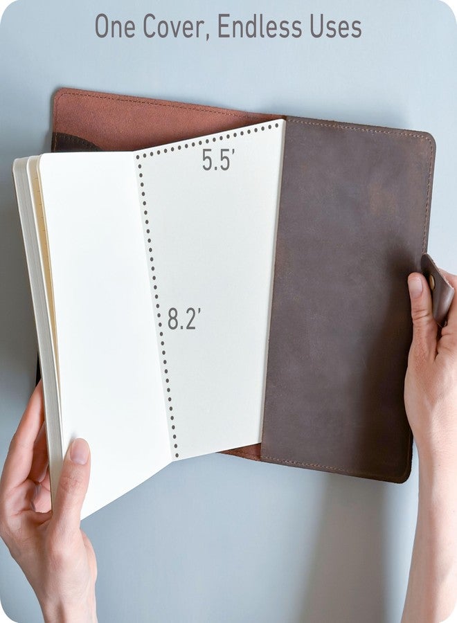 le vent Refillable Genuine Leather Journal for Women & Men - 5x8 Notebook for Work, 200+200 Lay-Flat Pages (Lined & Blank) - A5 Brown Vintage Diary Cover - Handmade for Travel, Business and Gifts - Image 4
