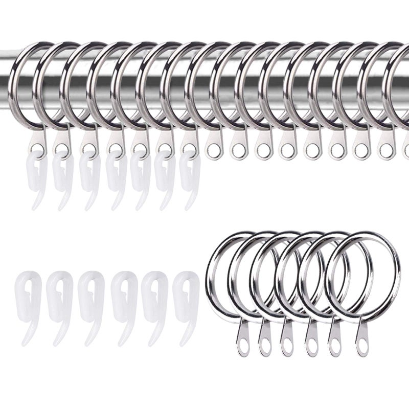 50 Pack Curtain Rings and Hooks KissDate 30mm Metal Drapery Curtain Rings  Hooks Plastic White Drape Sliding Eyelet Ring Silver