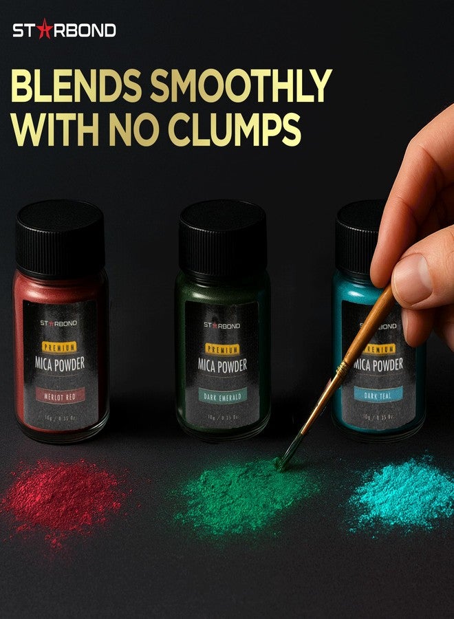 Starbond 24-Color Mica Powder Set - Natural, Irritant-Free Pigments (10g Bottles) - Featuring Vibrant 5 Reds, 7 Greens & 11 Blue Tones - for Resin Art, Wood Inlays, DIY, Soap & Candle Making - Image 4