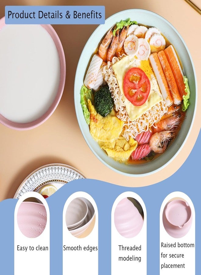 OLWICK مجموعة أوعية رامين من قش القمح الملون من أولويك® - مجموعة أوعية كبيرة على الطراز الياباني مقاس 10 بوصات للشوربة، النودلز، السلطة، المعكرونة، الأرز، آمنة للاستخدام في الميكروويف وغسالة الصحون، عشوائية، عبوة من 6 قطع - Image 4