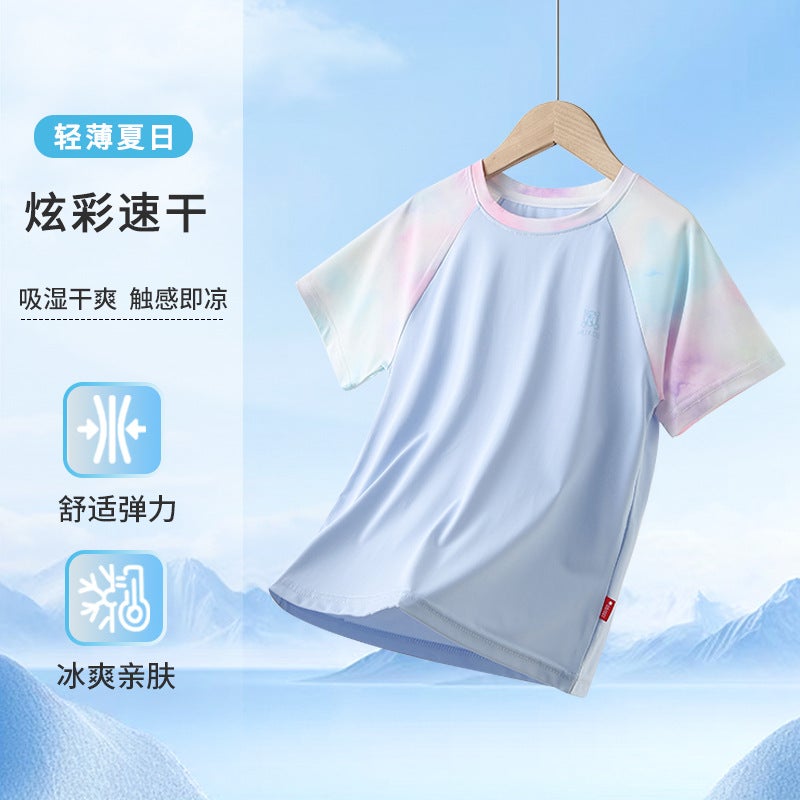 Boys' Short-Sleeved T-Shirt – Summer Quick-Drying Ice Silk Top for Kids - Image 1