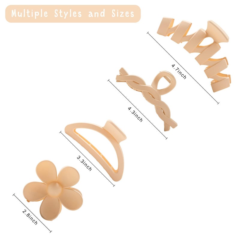 Sunolga 8PCS Hair Clips for Women, Flower Claw Clips for Thick Hair, Non-Slip Hair Accessories with Multi-Styles, Neutral Colors Hair Claw Clips and Variety Pack, Ideal for Girls - Image 2