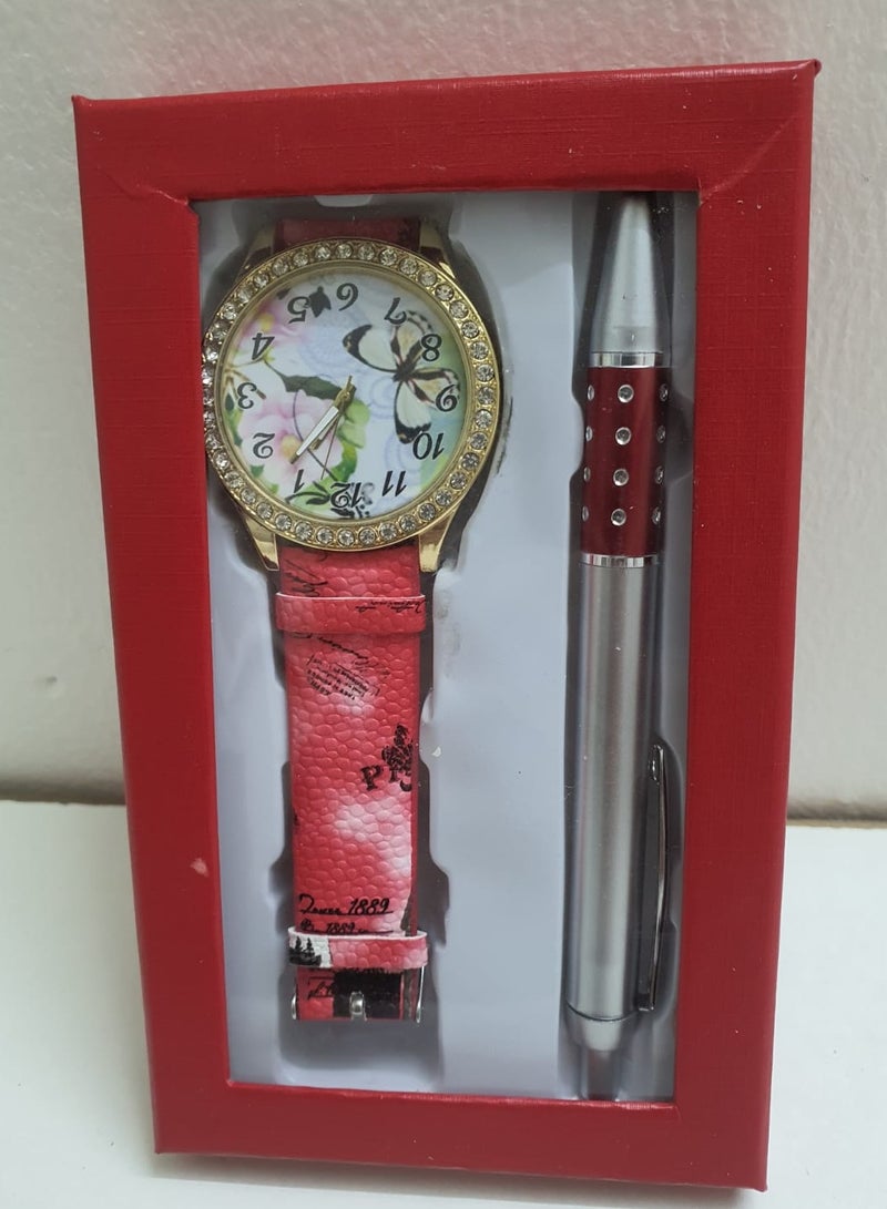 A gift box (for women) consisting of a watch and a pen, very cheap, presented as gifts for celebrations, honors, or rewards. - Image 1