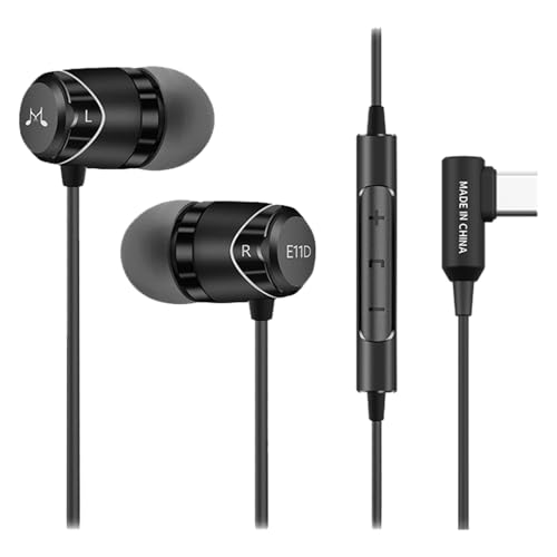 SoundMAGIC E11D USB-C in-Ear Stereo Headphones with 10mm Drivers, Metal Housing, L-Shaped Plug, in-Line Controller, HiFi Sound,Black - Image 1