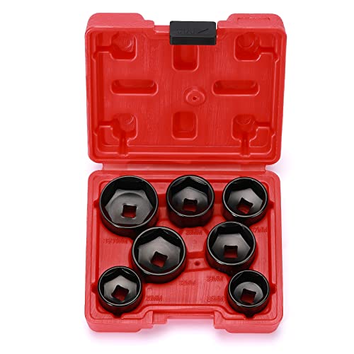 MIXPOWER 7 Pieces 3/8" Drive Low Profile Oil Filter Socket Set, 24mm, 25mm, 27mm, 28mm, 29mm, 32mm, 36mm, Oil Filter Cap Remover and Installer Tool Set - Image 2