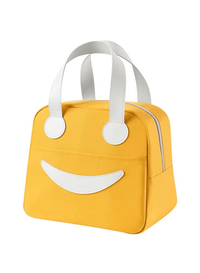 Toshionics Insulated Lunch Box Bag -  with Smiling Face Design – Leak-Proof Thermal Oxford Tote with Leather Handle – One Main Compartment & Outer Pocket – For Office, School, Work, Travel, Snacks – Reusable & Lightweight – Size 23.5x14x20.5 cm – 6.5L Capacity - Image 1