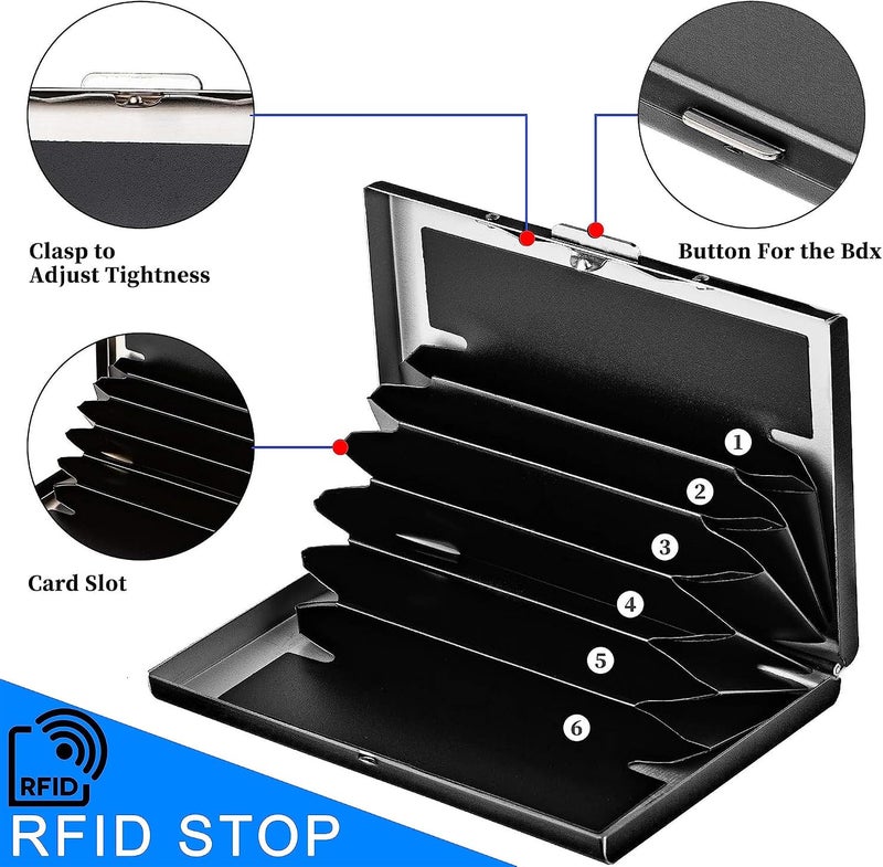 Storite 6 Slots RFID Protected Metal Credit Card Holder Wallet for Men & Women (Black-Matt Finish-9.5 x 6.5 x 1.3 cm) - Image 3