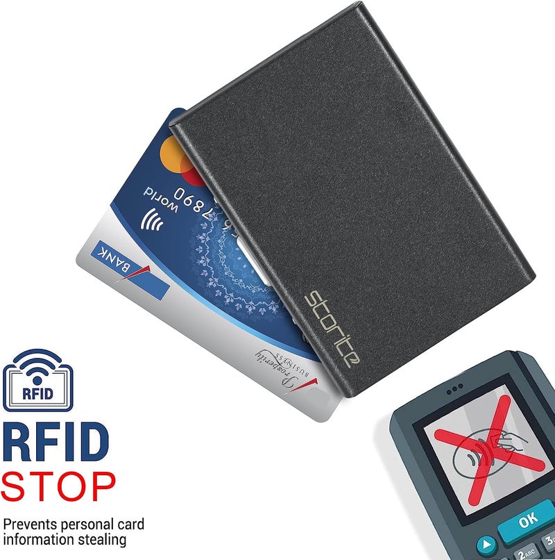 Storite 6 Slots RFID Protected Metal Credit Card Holder Wallet for Men & Women (Black-Matt Finish-9.5 x 6.5 x 1.3 cm) - Image 5