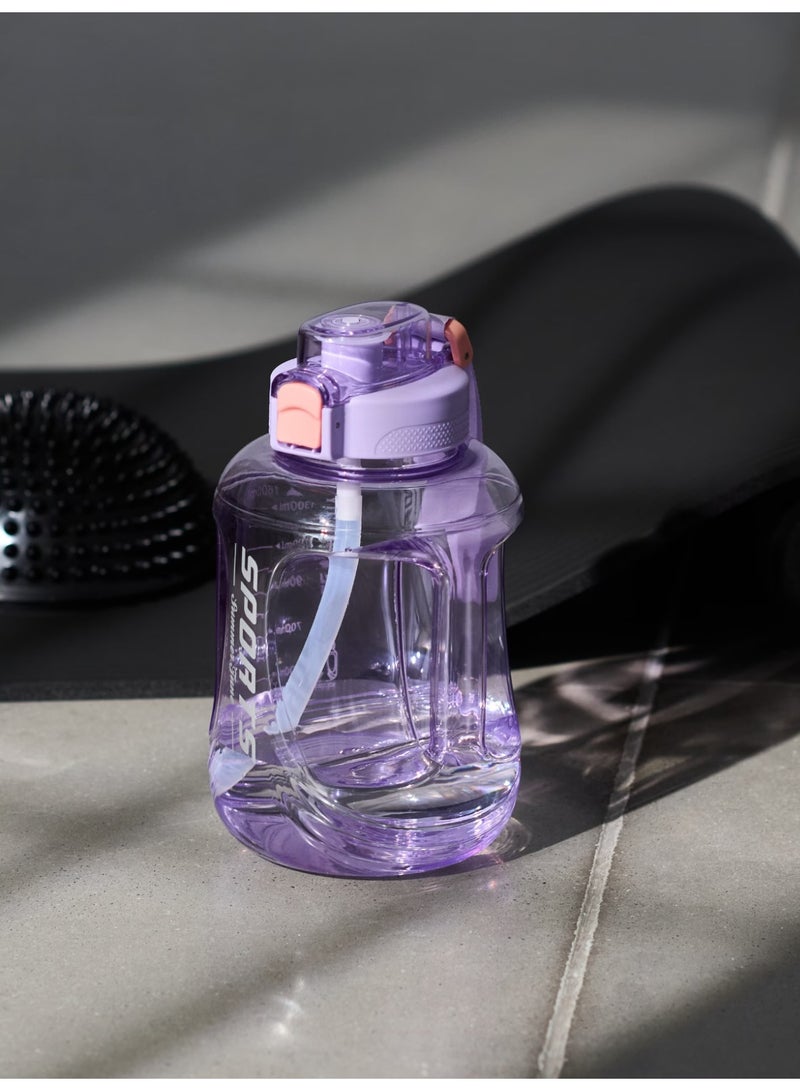 Large sports water bottle with straw and clear purple color | Water gallon for gym and day - Image 1