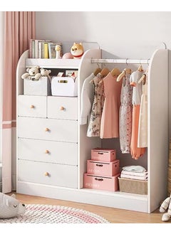CityRiya-Long Kids Wardrobe, Kids Dress Up Storage, Children Closet Cabinet Storage Organizer, Kids Armoire Dresser Organizer, Girls Boys Clothes Storage Cabinet, Kids Costume Closet Wardrobe White  - Image 1