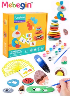 MEBEGIN Deluxe Rock Painting Kit with 12 Paints and 24 Cards, Non-toxic Art Supplies, DIY Drawing Stones Kit, Fun Arts and Craft Activity, Creative  Toy for Developing Kids Brain Thinking and Hand-eye Coordination, Great Gift Idea for Kids  - Image 2