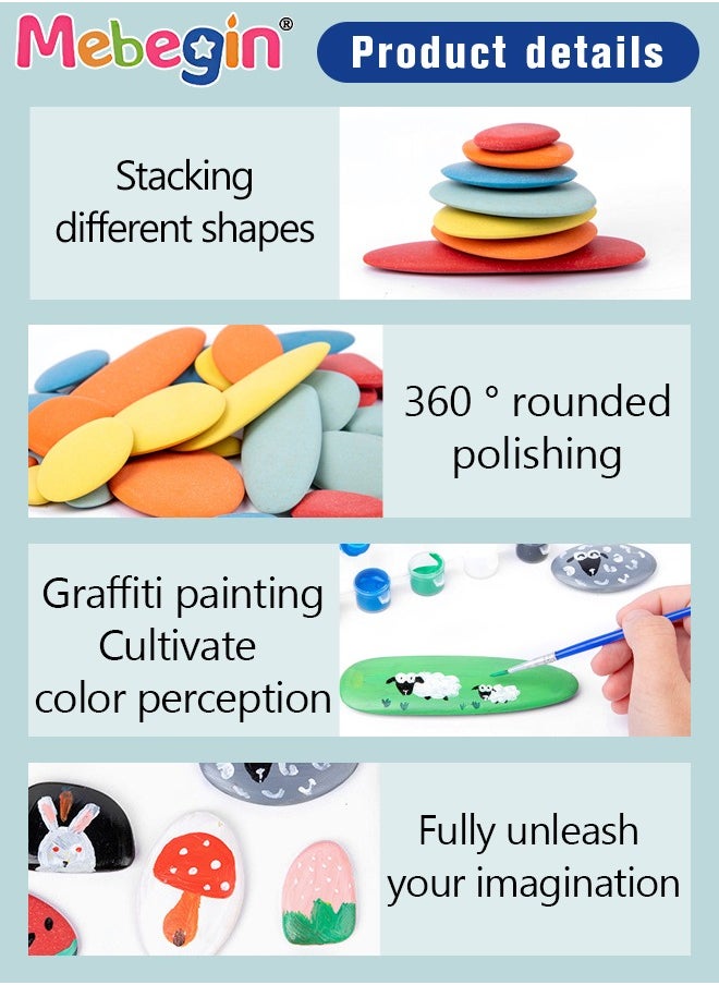 MEBEGIN Deluxe Rock Painting Kit with 12 Paints and 24 Cards, Non-toxic Art Supplies, DIY Drawing Stones Kit, Fun Arts and Craft Activity, Creative  Toy for Developing Kids Brain Thinking and Hand-eye Coordination, Great Gift Idea for Kids  - Image 5