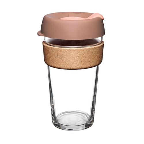 KeepCup Brew Cork, Reusable Glass Tumbler with Natural Cork, Grande Coffee Cup 16oz/454ml - Frappe - Image 1