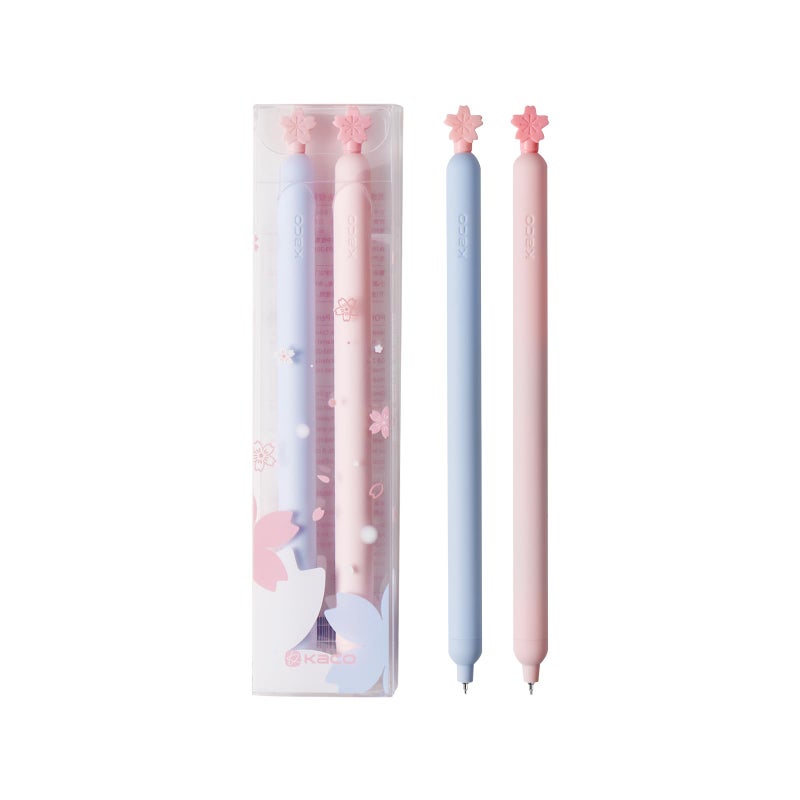 Kaco POPUP Gel Ink Pens 2 Pieces Sakura Series Black Ink Pens 0.5mm Fine Point - Image 1