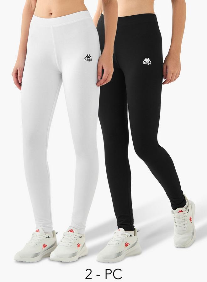 Kappa Pack of 2 Elasticated Full Length Leggings with Logo Design - Image 1