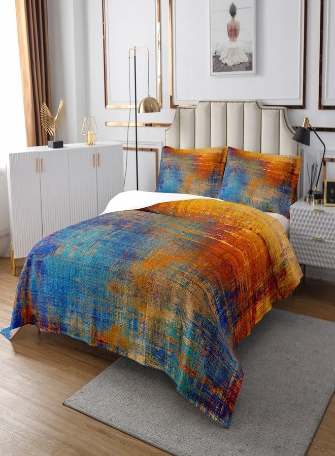 Erosebridal طقم لحاف برتقالي بنمط جرانج، مقاس كوين، بتصميم تجريدي، مناسب للبالغين والمراهقين، مع غطاء سرير متدرج الألوان المائية، وطقم مفروشات أومبري مصبوغ بتقنية التاي داي، وغطاء سرير هندسي مطبوع بحبر سائل، مناسب لغرفة النوم. - Image 2