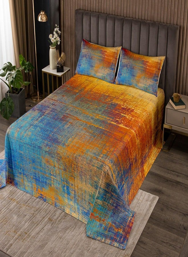 Erosebridal طقم لحاف برتقالي بنمط جرانج، مقاس كوين، بتصميم تجريدي، مناسب للبالغين والمراهقين، مع غطاء سرير متدرج الألوان المائية، وطقم مفروشات أومبري مصبوغ بتقنية التاي داي، وغطاء سرير هندسي مطبوع بحبر سائل، مناسب لغرفة النوم. - Image 1