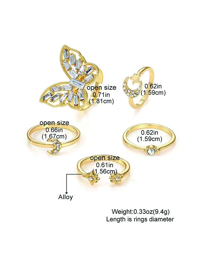 چينيرال براند 5pcs السيدات خاتم ، خاتم لامعة ، السيدات تقسيم خاتم الأبدية ، مجوهرات السيدات ، الفاخرة والبساطة ، مناسبة لارتداء الطرف حجم قابل للتعديل - Image 2