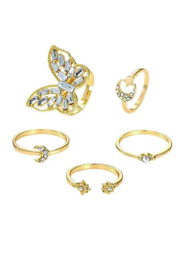 چينيرال براند 5pcs السيدات خاتم ، خاتم لامعة ، السيدات تقسيم خاتم الأبدية ، مجوهرات السيدات ، الفاخرة والبساطة ، مناسبة لارتداء الطرف حجم قابل للتعديل - Image 1