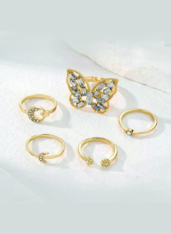 چينيرال براند 5pcs السيدات خاتم ، خاتم لامعة ، السيدات تقسيم خاتم الأبدية ، مجوهرات السيدات ، الفاخرة والبساطة ، مناسبة لارتداء الطرف حجم قابل للتعديل - Image 3