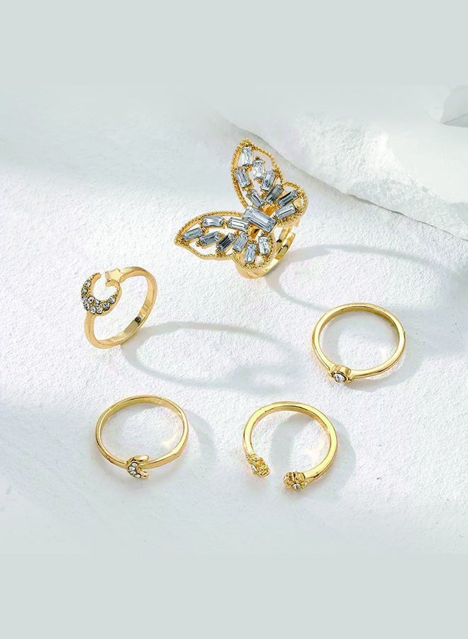 چينيرال براند 5pcs السيدات خاتم ، خاتم لامعة ، السيدات تقسيم خاتم الأبدية ، مجوهرات السيدات ، الفاخرة والبساطة ، مناسبة لارتداء الطرف حجم قابل للتعديل - Image 4