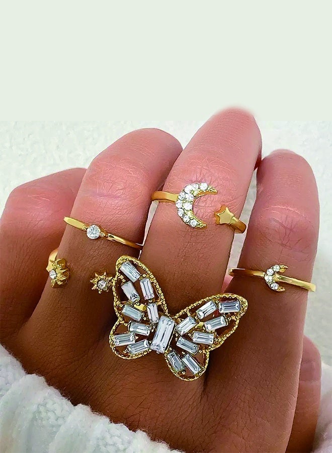 چينيرال براند 5pcs السيدات خاتم ، خاتم لامعة ، السيدات تقسيم خاتم الأبدية ، مجوهرات السيدات ، الفاخرة والبساطة ، مناسبة لارتداء الطرف حجم قابل للتعديل - Image 5