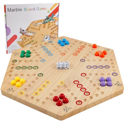 NRZSSN Wahoo Marble Board Game Extra Large 236 Inches Game Board for 4 and 6 Players Classic Family Fun with 30 Marbles 6 Dice Storage Bag Gift Box Bright Colors Extra Large Log - Image 1