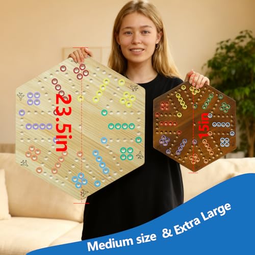 NRZSSN Wahoo Marble Board Game Extra Large 236 Inches Game Board for 4 and 6 Players Classic Family Fun with 30 Marbles 6 Dice Storage Bag Gift Box Bright Colors Extra Large Log - Image 5